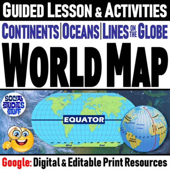 World Map Skills Lesson, Continent & Ocean Activities - Google Digital Resources