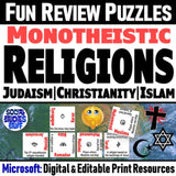 World Religion Puzzle Activities - Christianity Judaism & Islam - MS Digital Resources