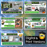 Educational materials on World War I with digital and print versions displayed.