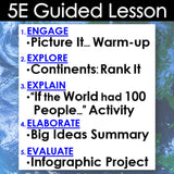 5E Guided Lesson structure with a world map background