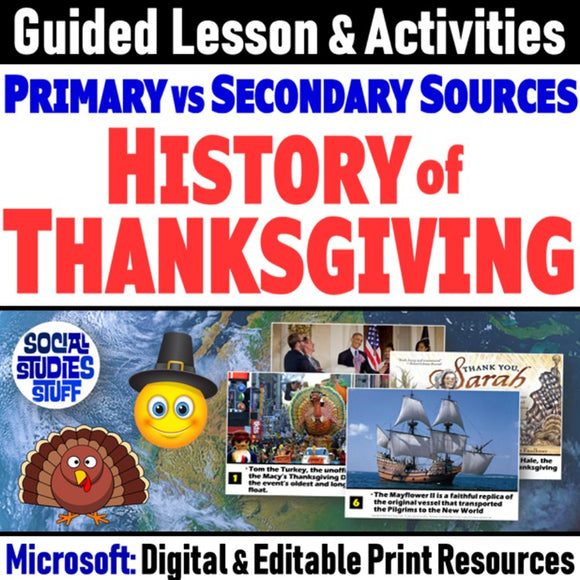 History & Traditions Thanksgiving Editable Lesson & Activities Social Studies Stuff Resources