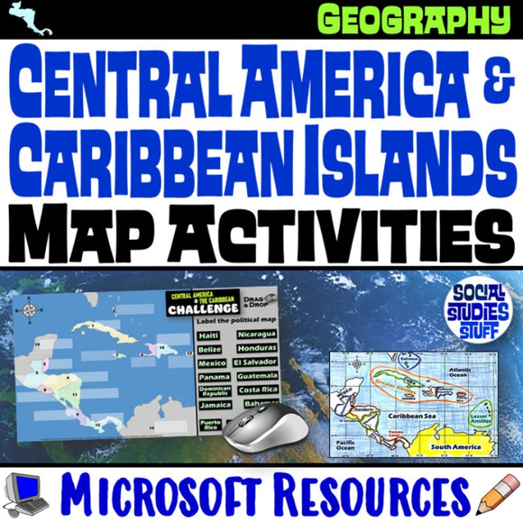 Geography of Central America and Caribbean Map Practice Activities | Microsoft