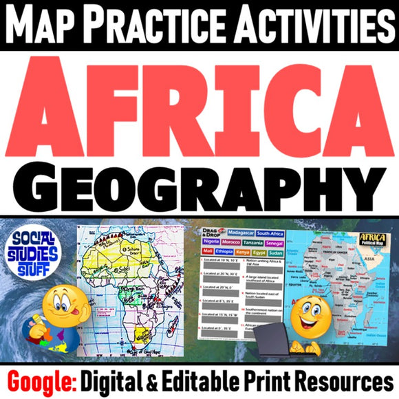 Africa Map Practice Activities Social Studies Stuff Google Lesson Resources