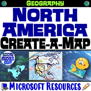 North America Create a Map Activity | Solve Location Clues | US Geography