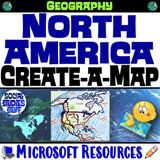 North America Create a Map Activity | Solve Location Clues | US Geography