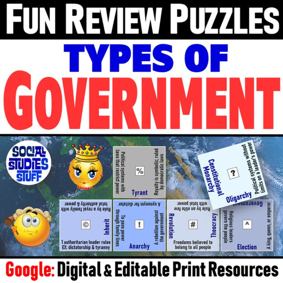 Types of Governments Puzzle Vocabulary Review Social Studies Stuff Google Lesson Resources