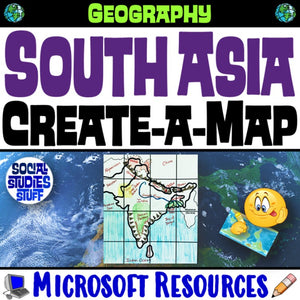 South Asia Create a Map Activity | Solve Location Clues | India Geography