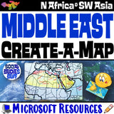 The Middle East Create a Map Worksheet | SW Asia and North Africa Location Clues