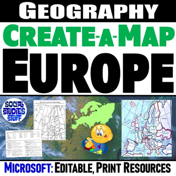 Europe Geography Activity - Europe Create a Map Worksheet