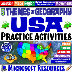 Digital USA Five Themes of Geography Practice Social Studies Stuff Microsoft 5 Themes Lesson Resources