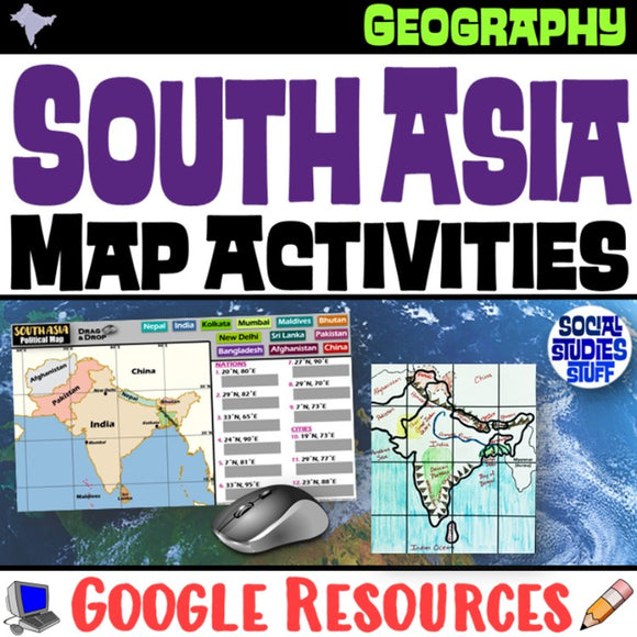 Digital South Asia Map Practice Activities India Region Social Studies Stuff Google Lesson Resources