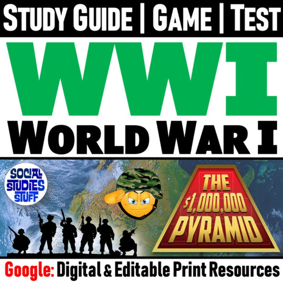 Intro to WWI Assessments World War 1 Study Guide, Game, Test Social Studies Stuff Google Lesson Resources