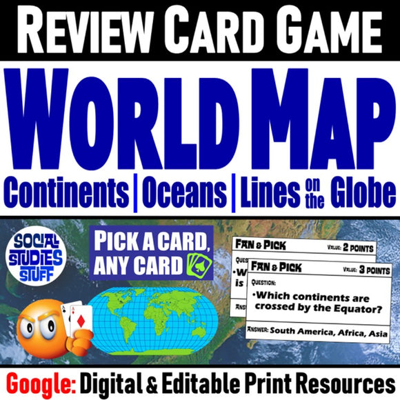 World Map Skills Fan and Pick Card Game Cooperative Learning Activity Social Studies Stuff Lesson Resources