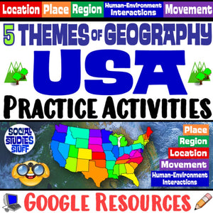 Digital USA Five Themes of Geography Practice Social Studies Stuff Google 5 Themes Lesson Resources