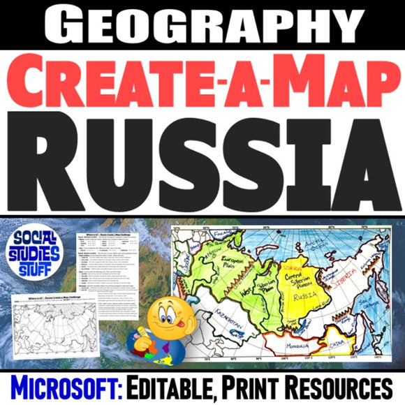 Russia Geography Activity - Russia Create a Map Worksheet