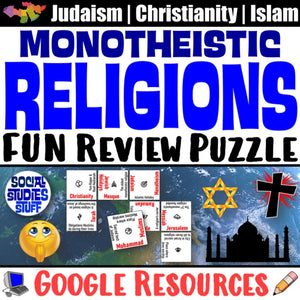 Digital Monotheistic Religions Vocab Puzzles Judaism Christianity Islam North Africa and SW Asia Social Studies Stuff Google Middle East Lesson Resources