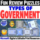 Types of Governments Puzzle Vocabulary Review Social Studies Stuff Lesson Resources