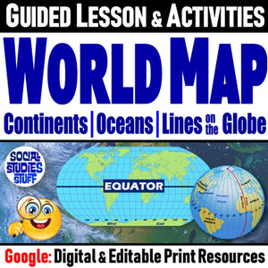 World Map and Lines on a Globe Practice Activities Social Studies Stuff Lesson Resources