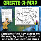 East Asia Create a Map Activity | Solve Location Clues | Eastern Asia Geography