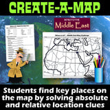 The Middle East Create a Map Worksheet | SW Asia and North Africa Location Clues