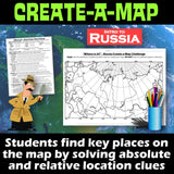 Russia Create a Map Activity | Solve Location Clues | Russian Geography