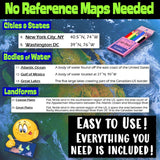 United States Geography Create a Map Activity | Solve Location Clues | USA