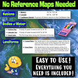 North America Create a Map Activity | Solve Location Clues | US Geography