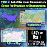 Geography of Russia Map Practice Activities | Print and Digital | Microsoft