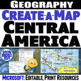 Central America Geography Activity - Latin America Create a Map Worksheet