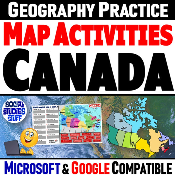Canada Map Activities - Geography of Canada Challenge - Digital Resources