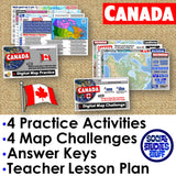 Canada Map Challenges - Physical & Political Geography Practice Activities