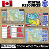Canada Map Challenges - Physical & Political Geography Practice Activities
