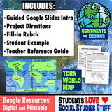 Create a Torn World Map Activity and Rubric Continents and Oceans PBL Social Studies Stuff Google Lesson Resources