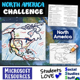 North America Create a Map Activity | Solve Location Clues | US Geography