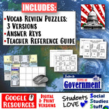 Types of Governments Puzzle Vocabulary Review Social Studies Stuff Google Lesson Resources