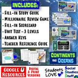 Digital World Map & Continents Study Guide, Game, Tests Social Studies Stuff Google Lesson Resources