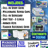 World Map Oceans and Continents Study Guide, Game, Tests Social Studies Stuff Lesson Resources