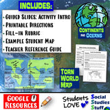 Create a Torn World Map Activity and Rubric Continents and Oceans PBL Social Studies Stuff Google Lesson Resources