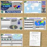 World Map and Continents Study Guide, Game, Test | Print and Digital | Google