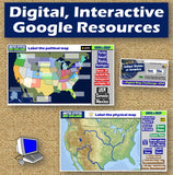 USA Geography United States Map Practice Activities | Print and Digital | Google