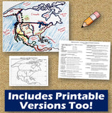 North America Map Activities | USA Canada Mexico | Print and Digital | Google