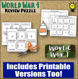 World War 1 Review Puzzles | WWI Vocab Activity | Print and Digital | Microsoft